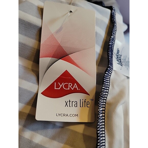 Lands End Navy Swim Top 16 D Stripes Removable Straps Bandeau Front Lined S942 - Picture 6 of 8